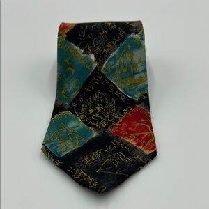 Vintage Hugo Boss Multicolor Abstract Silk Tie Men's Geometric